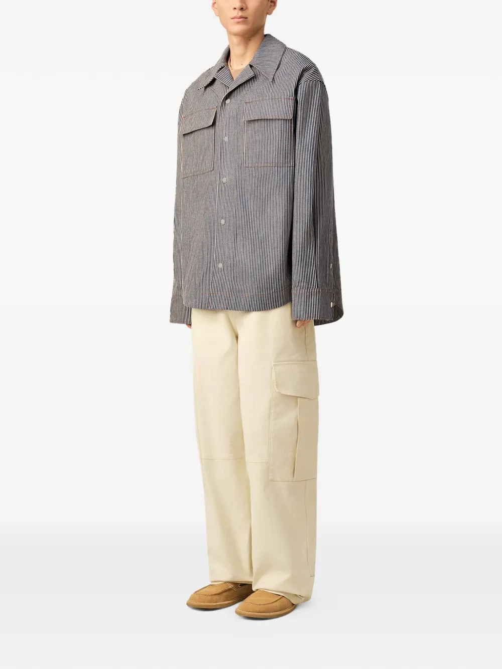 AMI Paris Katoenen shirtjack met lange mouwen en camp-kraag Blauw