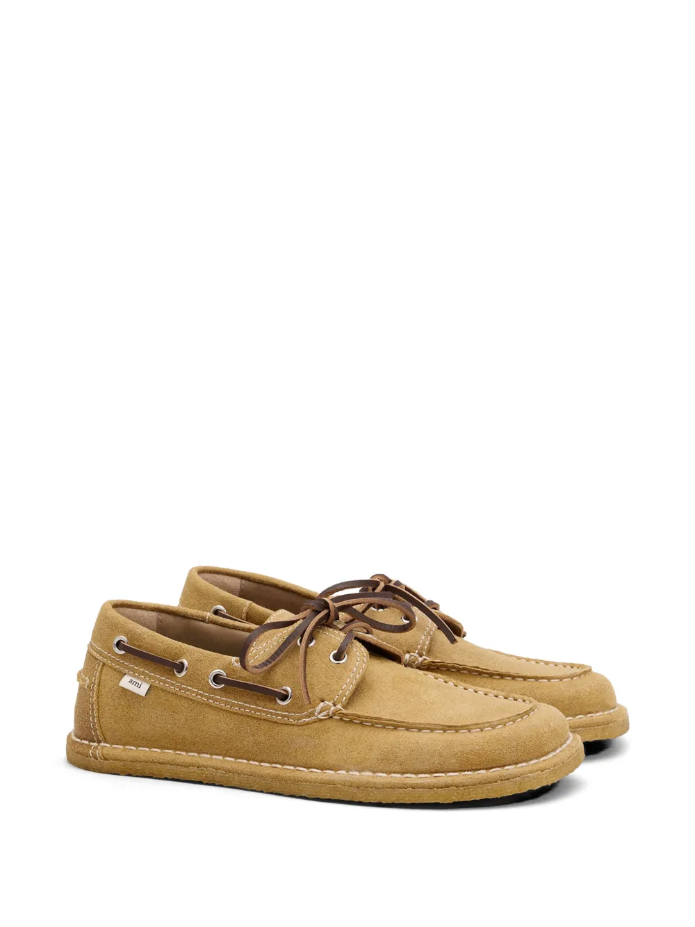 AMI Paris Leren bootschoenen Beige