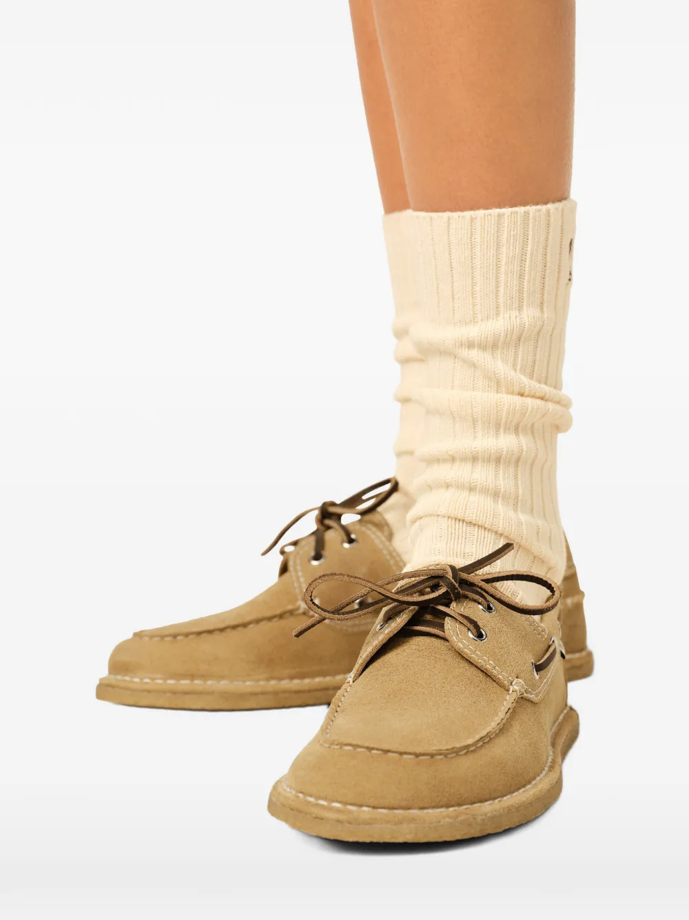 AMI Paris Leren bootschoenen Beige