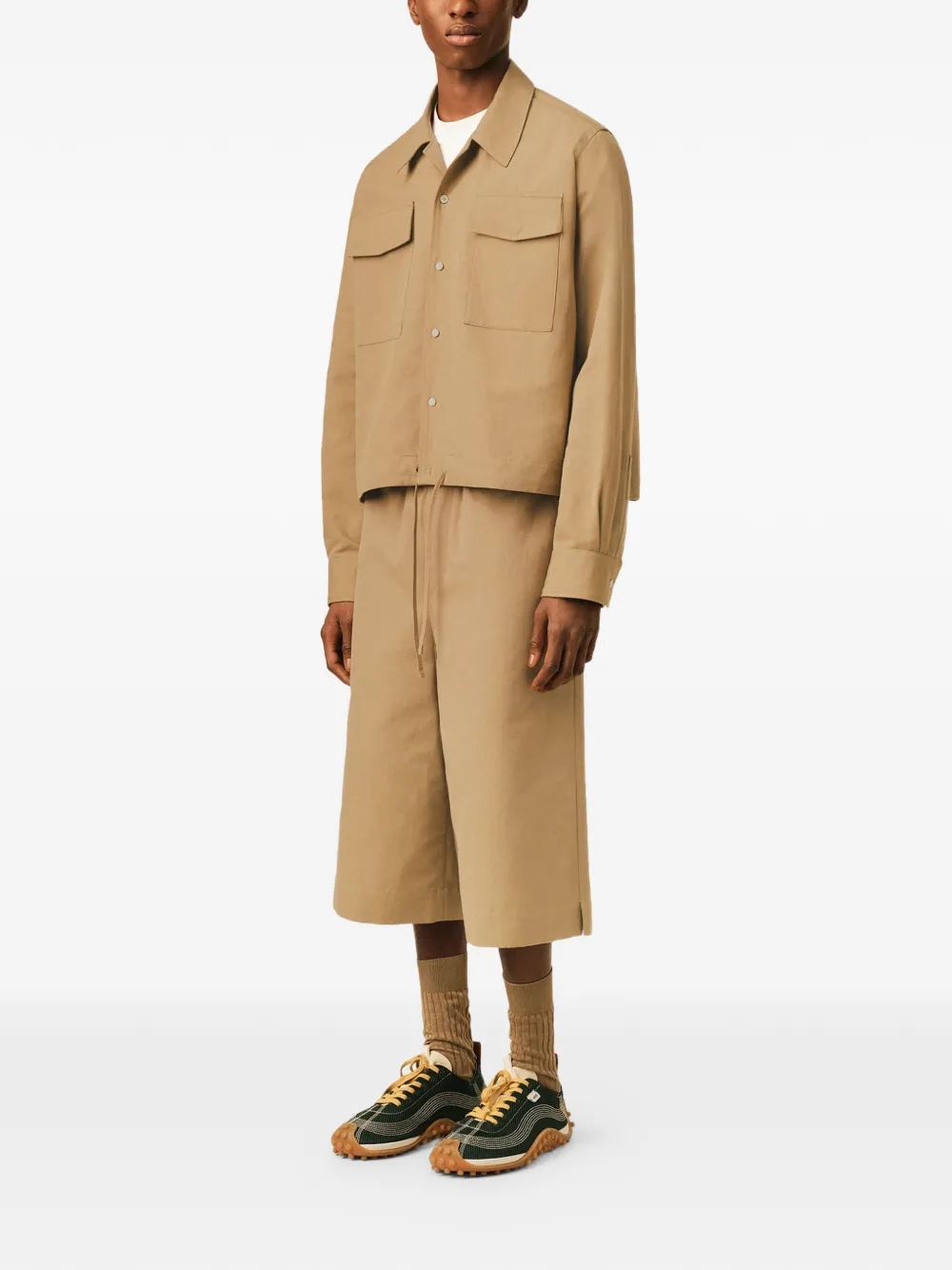 AMI Paris Katoenen en linnen overhemd met lange mouwen Beige