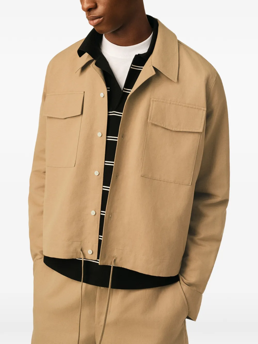AMI Paris Katoenen en linnen overhemd met lange mouwen Beige