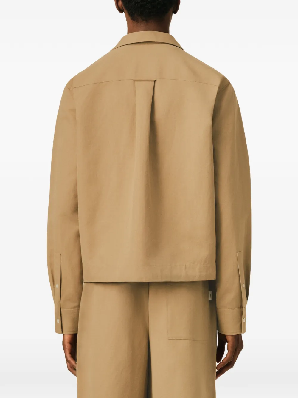 AMI Paris Katoenen en linnen overhemd met lange mouwen Beige