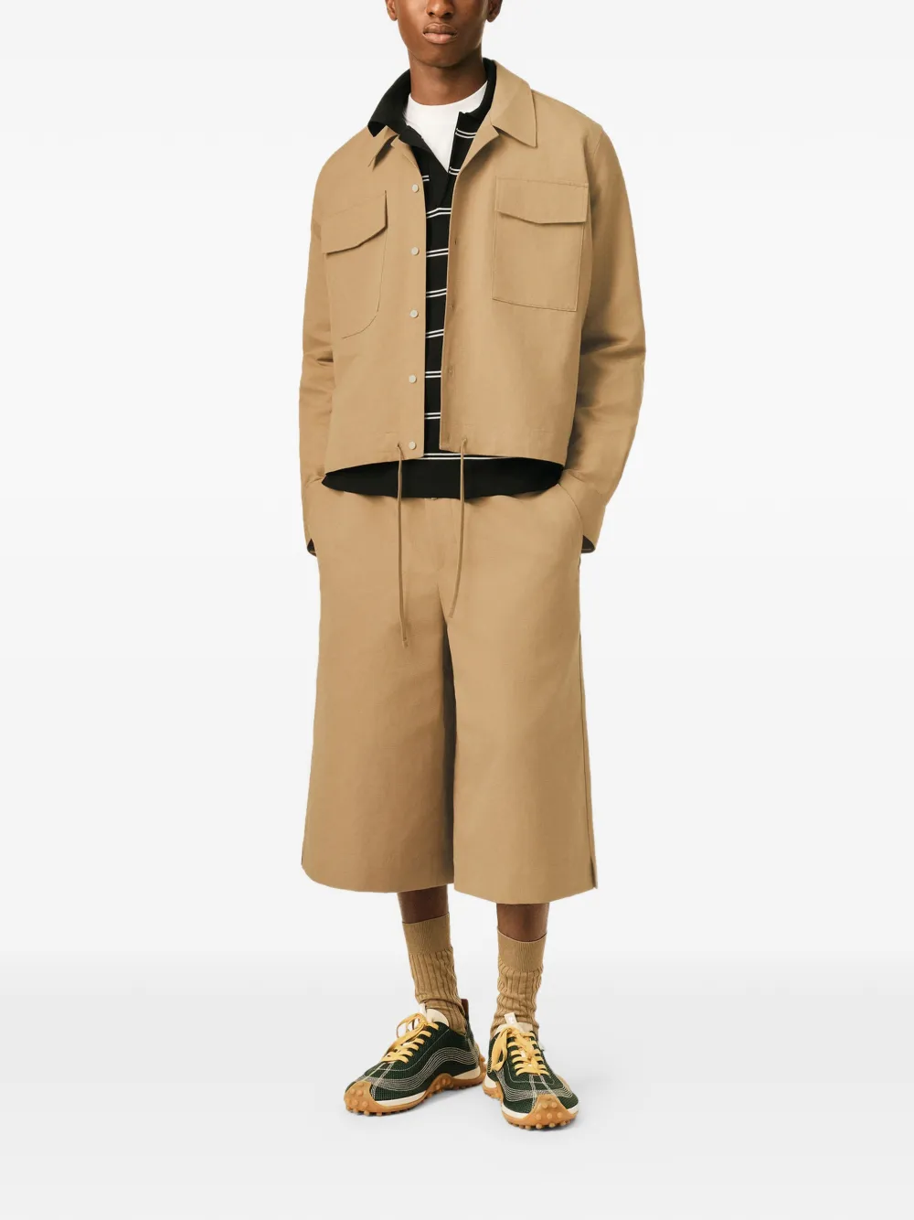 AMI Paris Katoenen en linnen overhemd met lange mouwen Beige