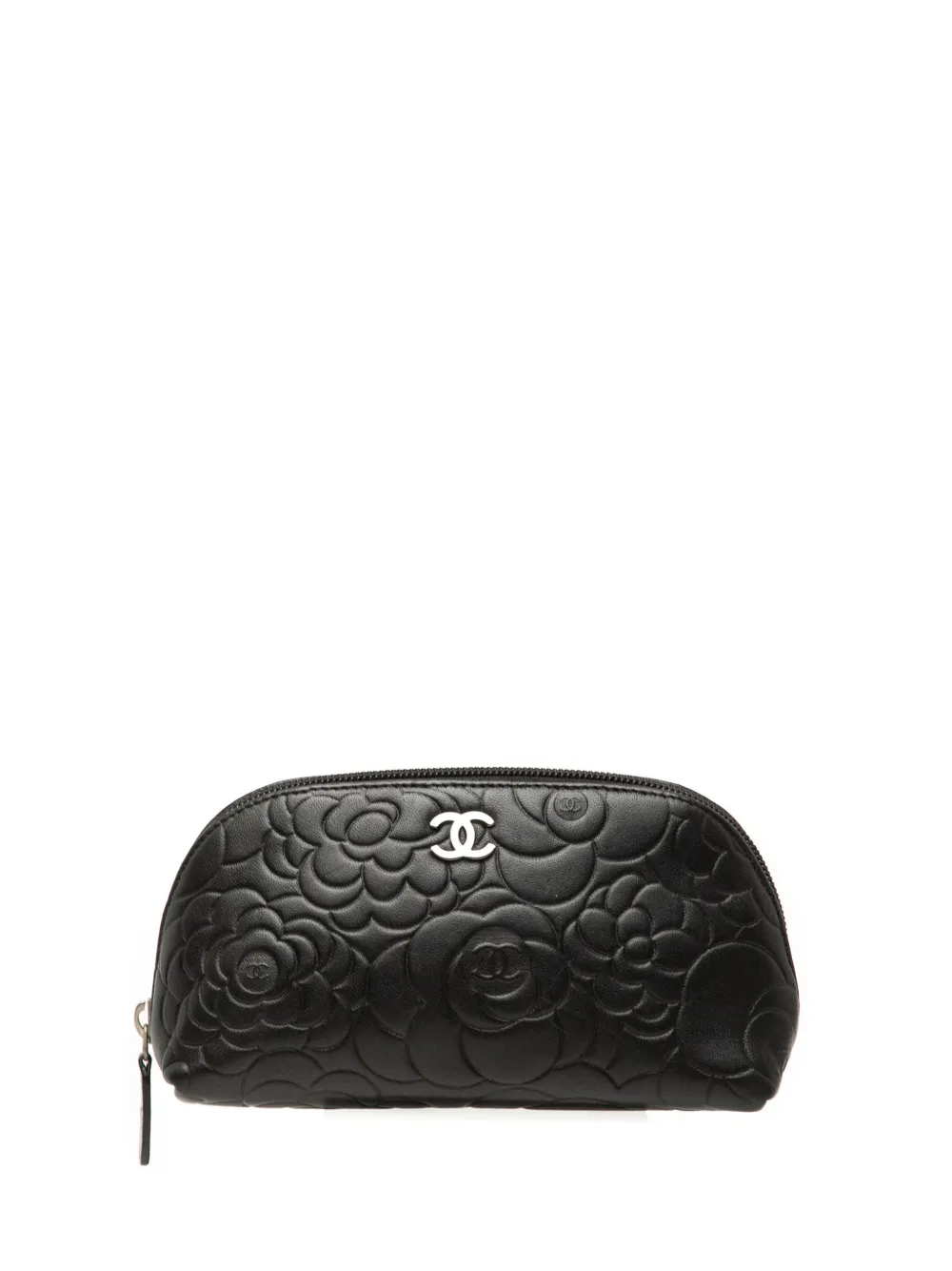 CHANEL Pre-Owned 2010-2011 Embossed Lambskin Camellia pouch - Schwarz