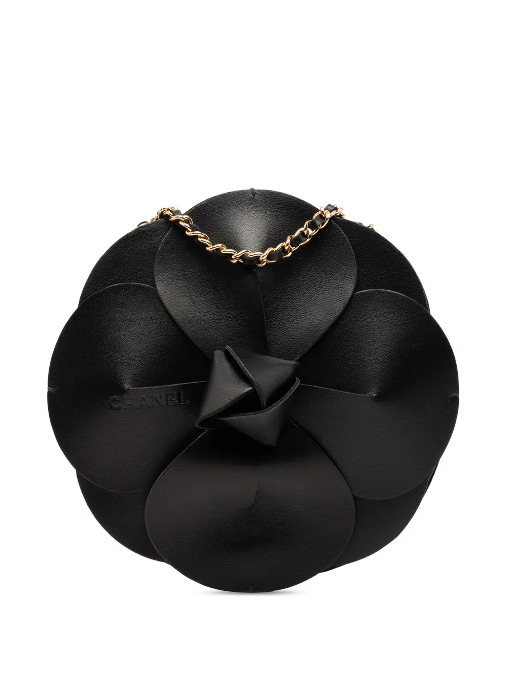 CHANEL Pre-Owned 2002-2003 Lambskin and Satin Camellia Flower Evening Bag handbag - Nero