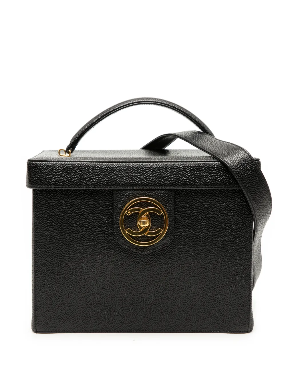 CHANEL Pre-Owned 1994-1996 CC Caviar Vanity Box Case satchel - Black