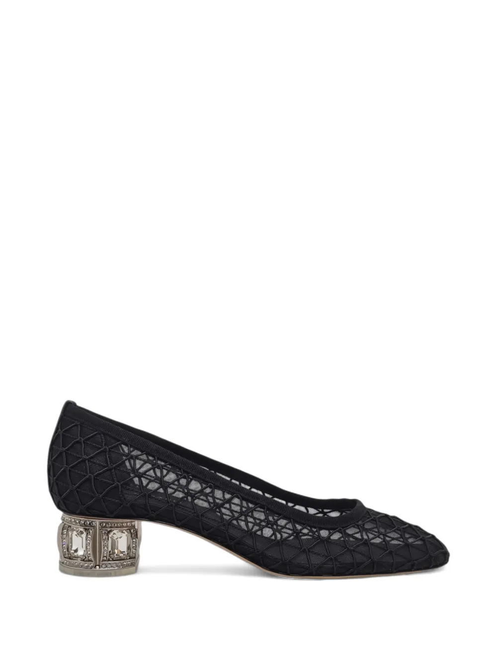 Casadei Belle Epoque mesh-panelled crystal-embellished pumps - Nero