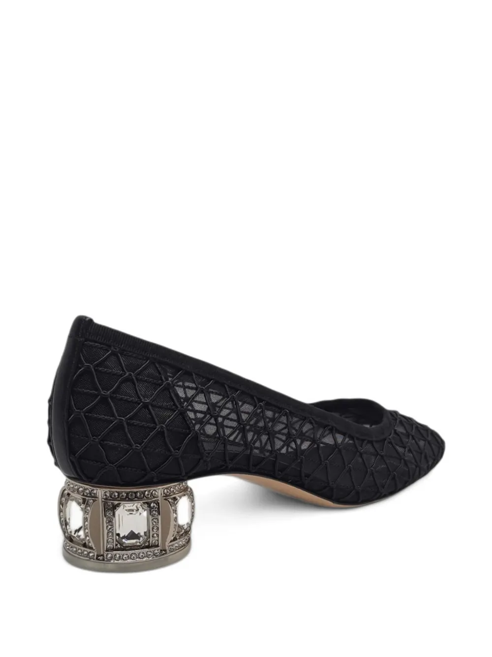 Casadei Belle Epoque mesh-panelled crystal-embellished pumps Zwart