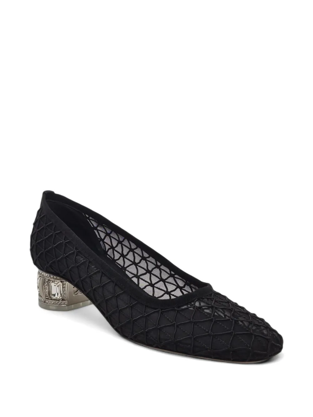 Casadei Belle Epoque mesh-panelled crystal-embellished pumps Zwart