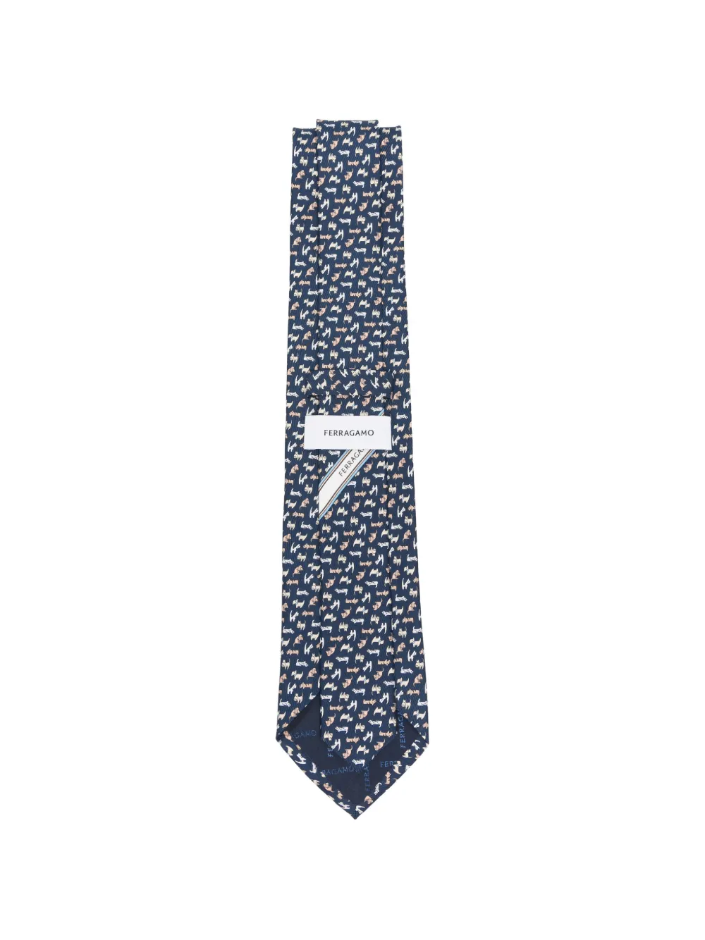 Ferragamo Stropdas met hondenprint Blauw