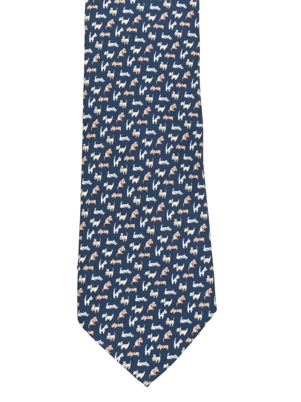 Ferragamo Stropdas met hondenprint Blauw