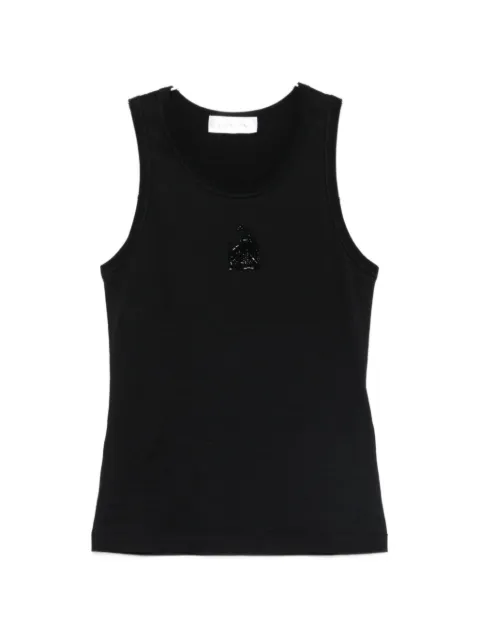 Lanvin beaded-logo ribbed tank top
