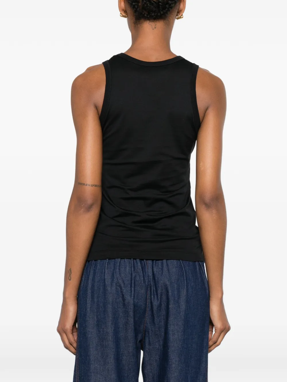 Lanvin Geribbelde tanktop met logo van kralen Zwart