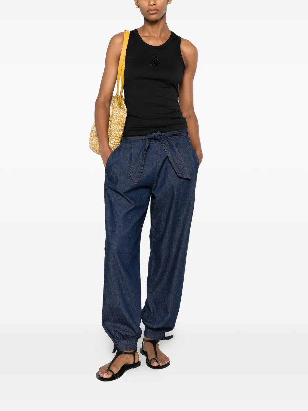 Lanvin Geribbelde tanktop met logo van kralen Zwart
