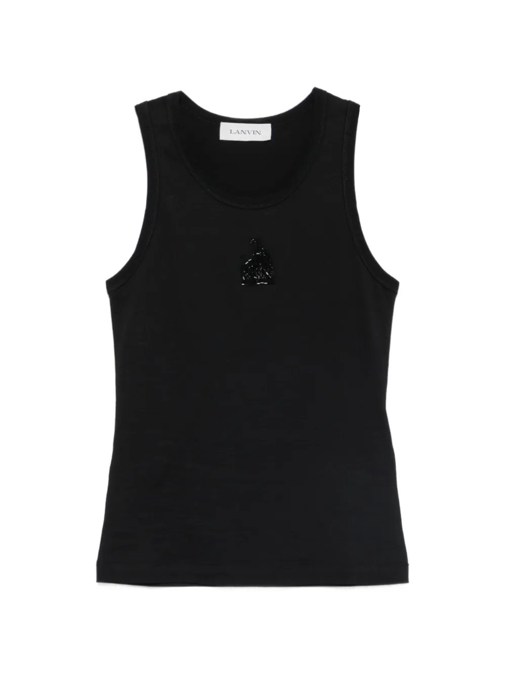Lanvin beaded-logo ribbed tank top - Nero