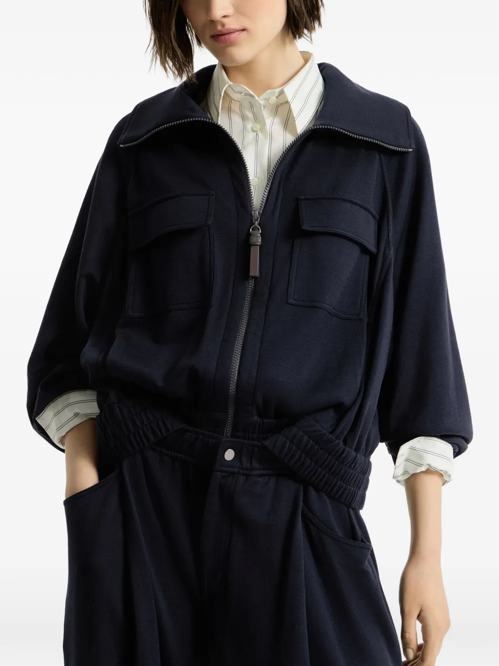 Brunello Cucinelli Vest met Monili Blauw