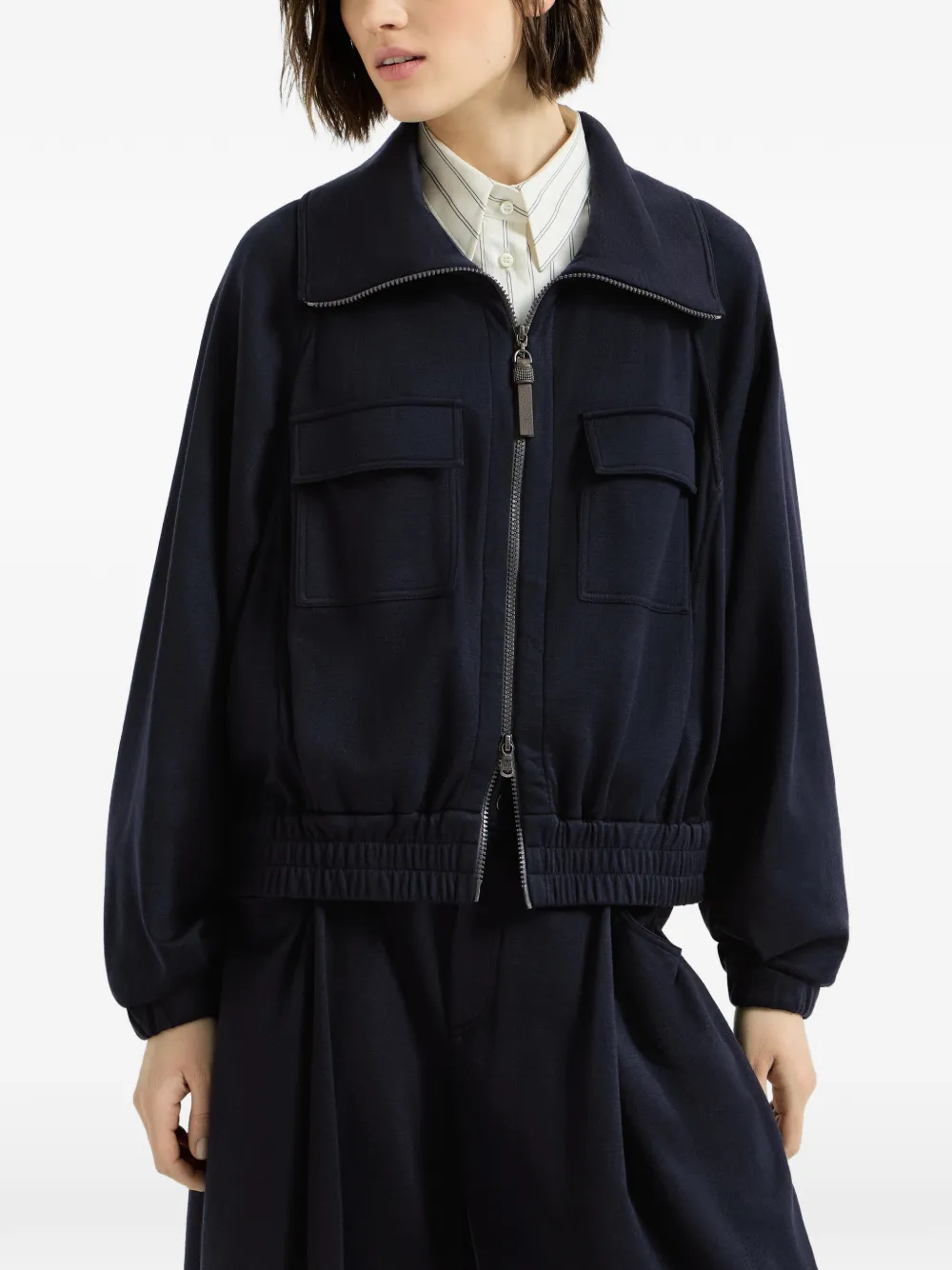 Brunello Cucinelli Vest met Monili Blauw