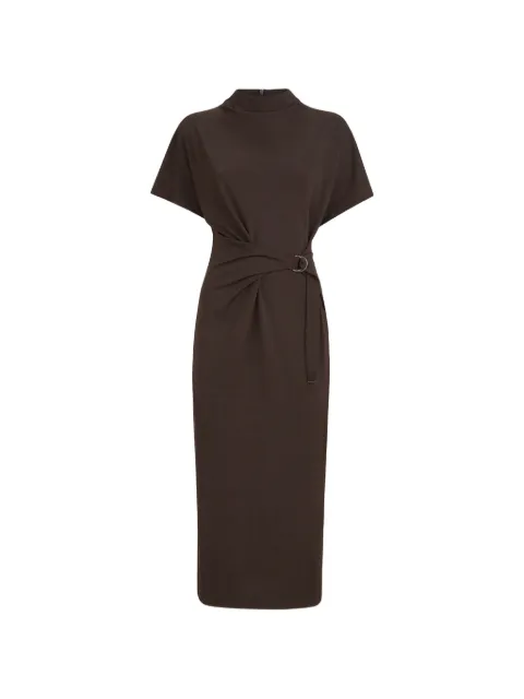 Brunello Cucinelli Vestido envelope de jersey em lã com Monili
