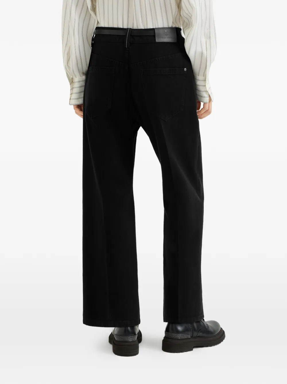 Brunello Cucinelli Denim broek met Monili Zwart