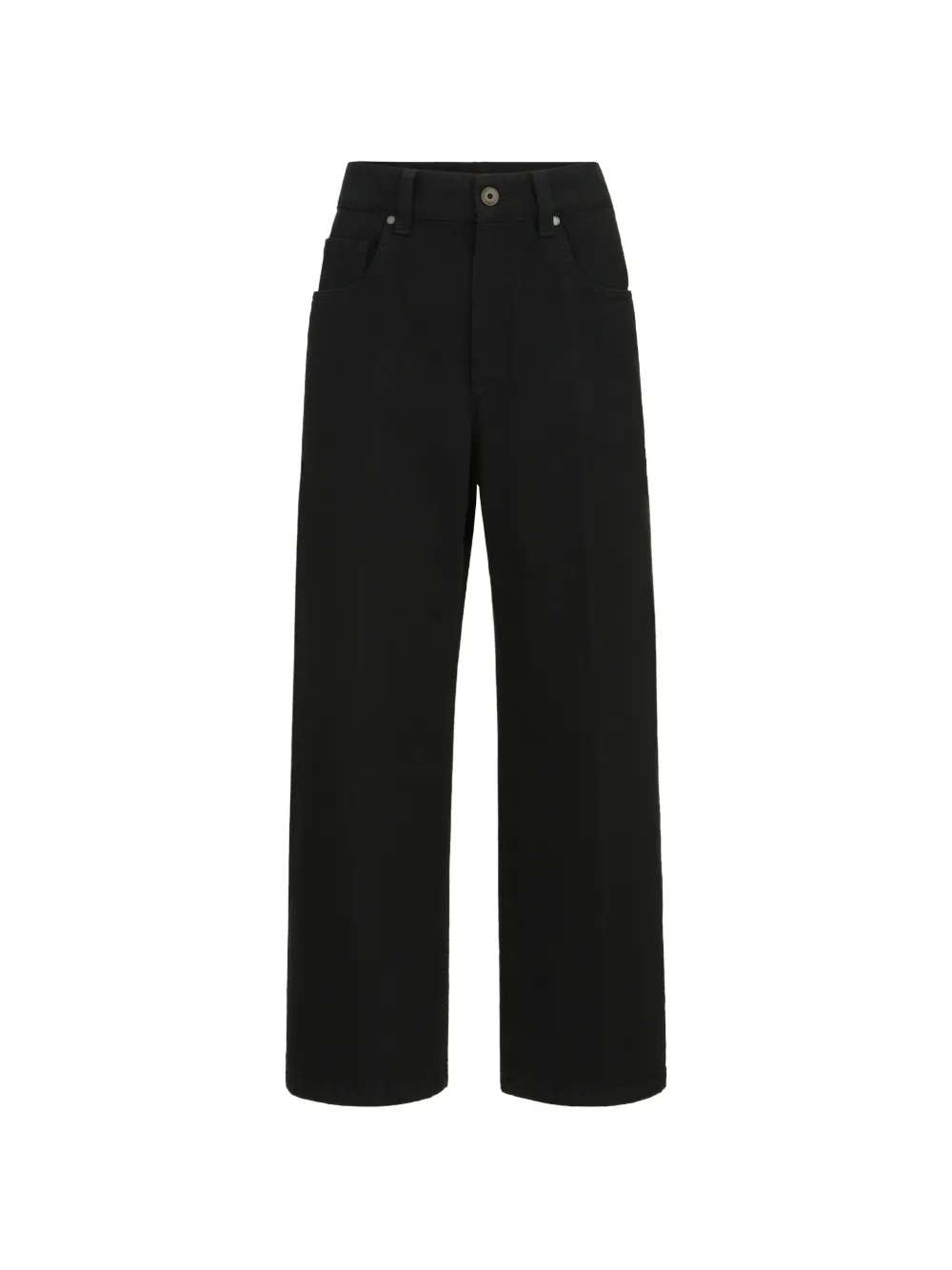 Brunello Cucinelli Moderne Karohose aus gefärbtem Denim mit Monili-Verzierung - Schwarz