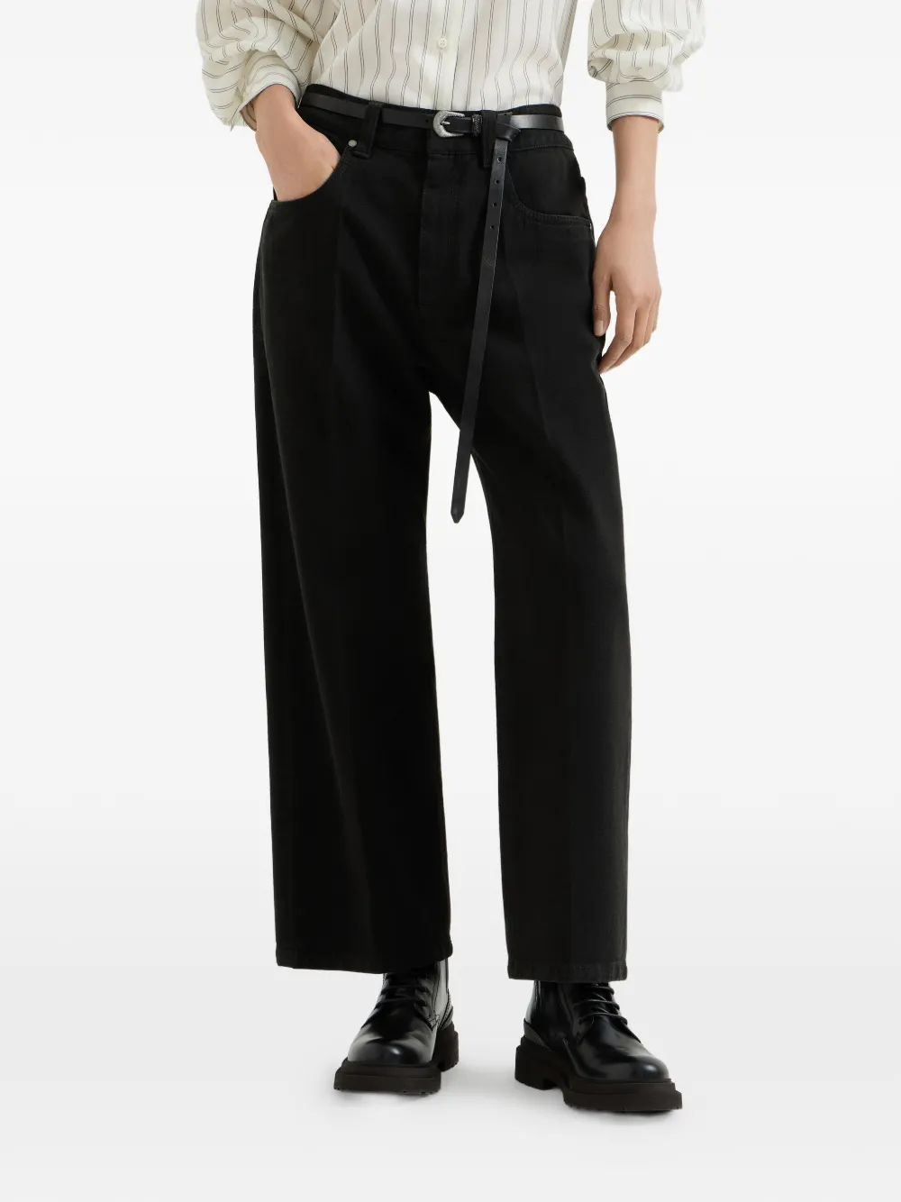 Brunello Cucinelli Denim broek met Monili Zwart