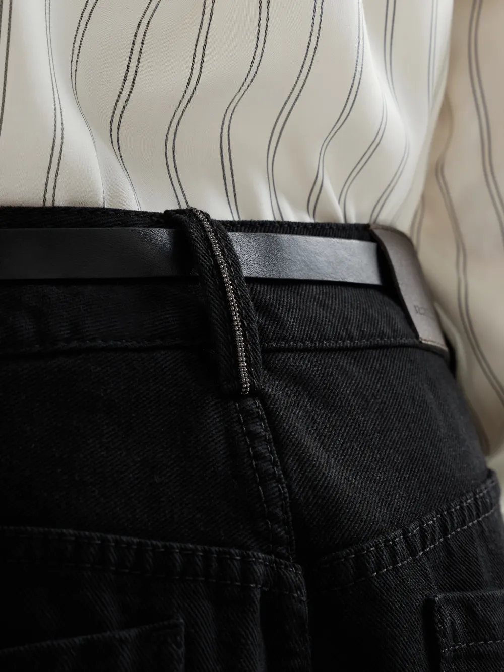 Brunello Cucinelli Denim broek met Monili Zwart
