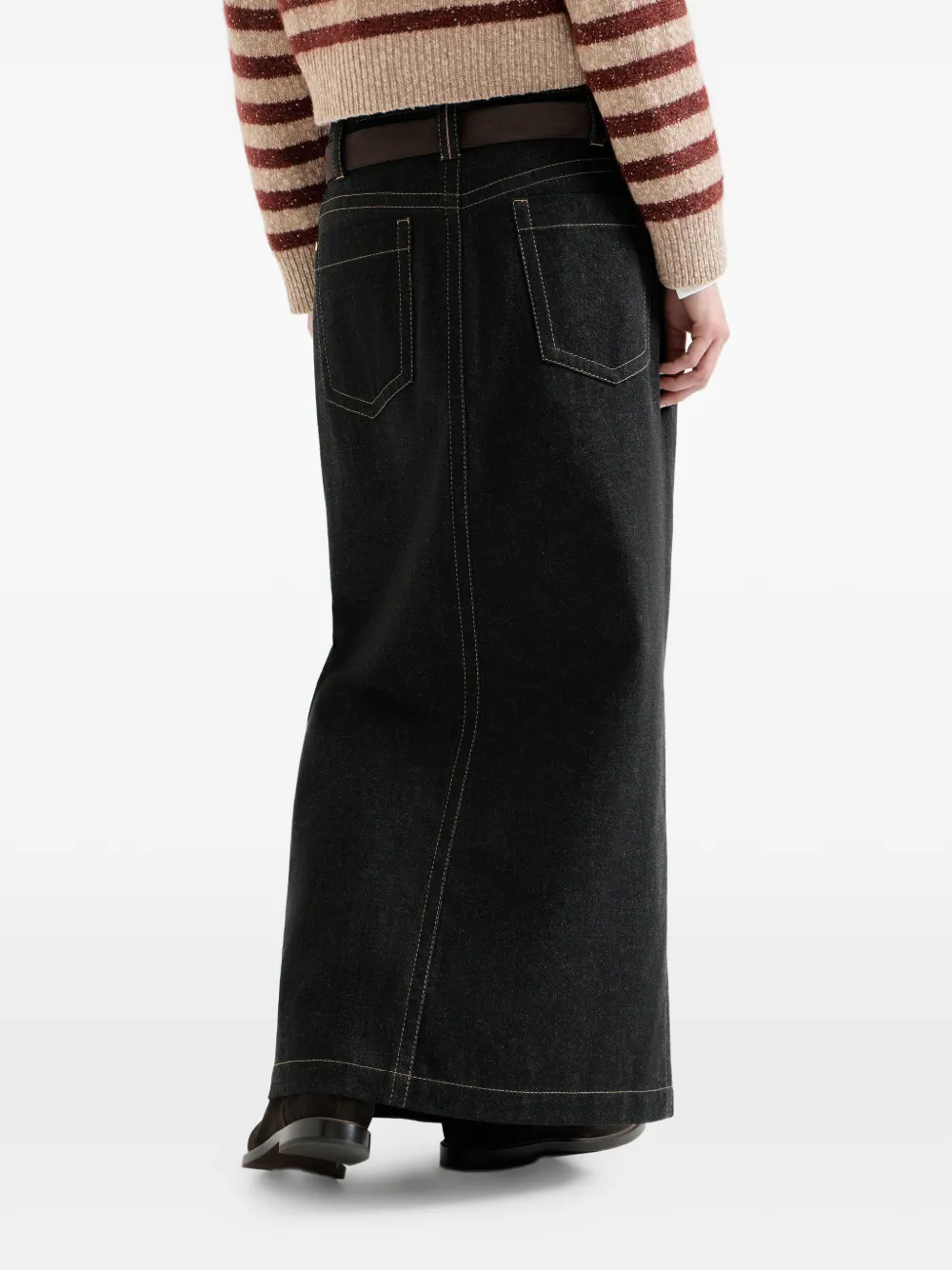 Brunello Cucinelli No-fade denim rok met vijf zakken en Monili Zwart