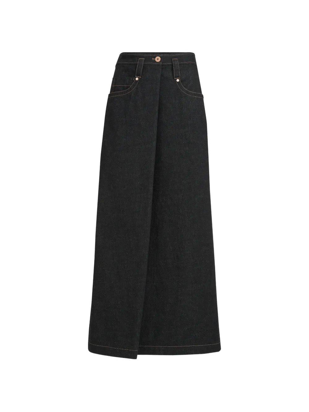 Brunello Cucinelli Gonna denim a cinque tasche con decorazione Monili - Nero