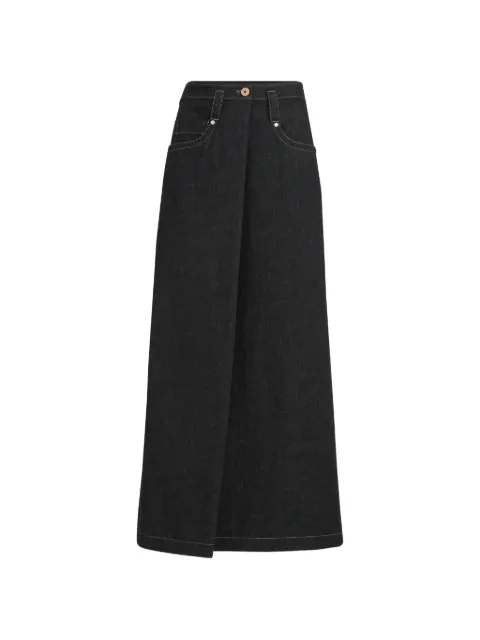Brunello Cucinelli — No-fade denim five-pocket skirt with Monili