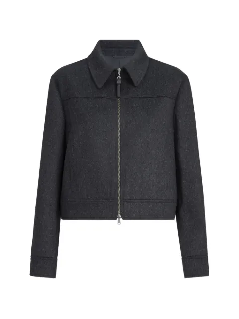 Brunello Cucinelli Jacke aus Flanellwolle mit glänzender Reißverschlusslasche