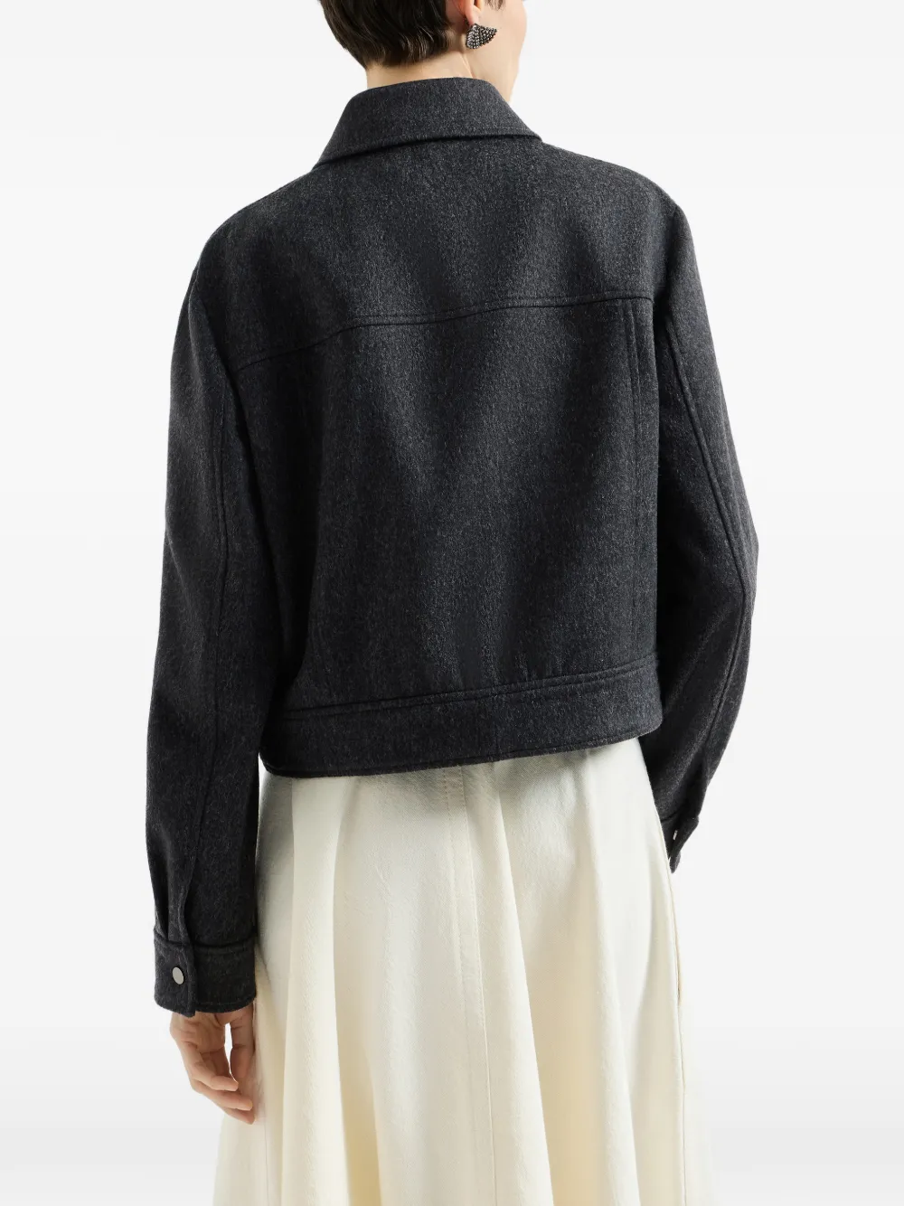 Brunello Cucinelli Wollen flanellen jack met rits Grijs