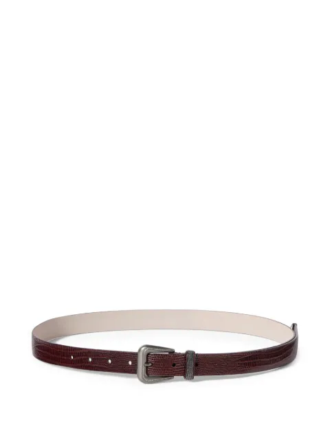 Brunello Cucinelli lizard-effect calfskin belt with shiny loop