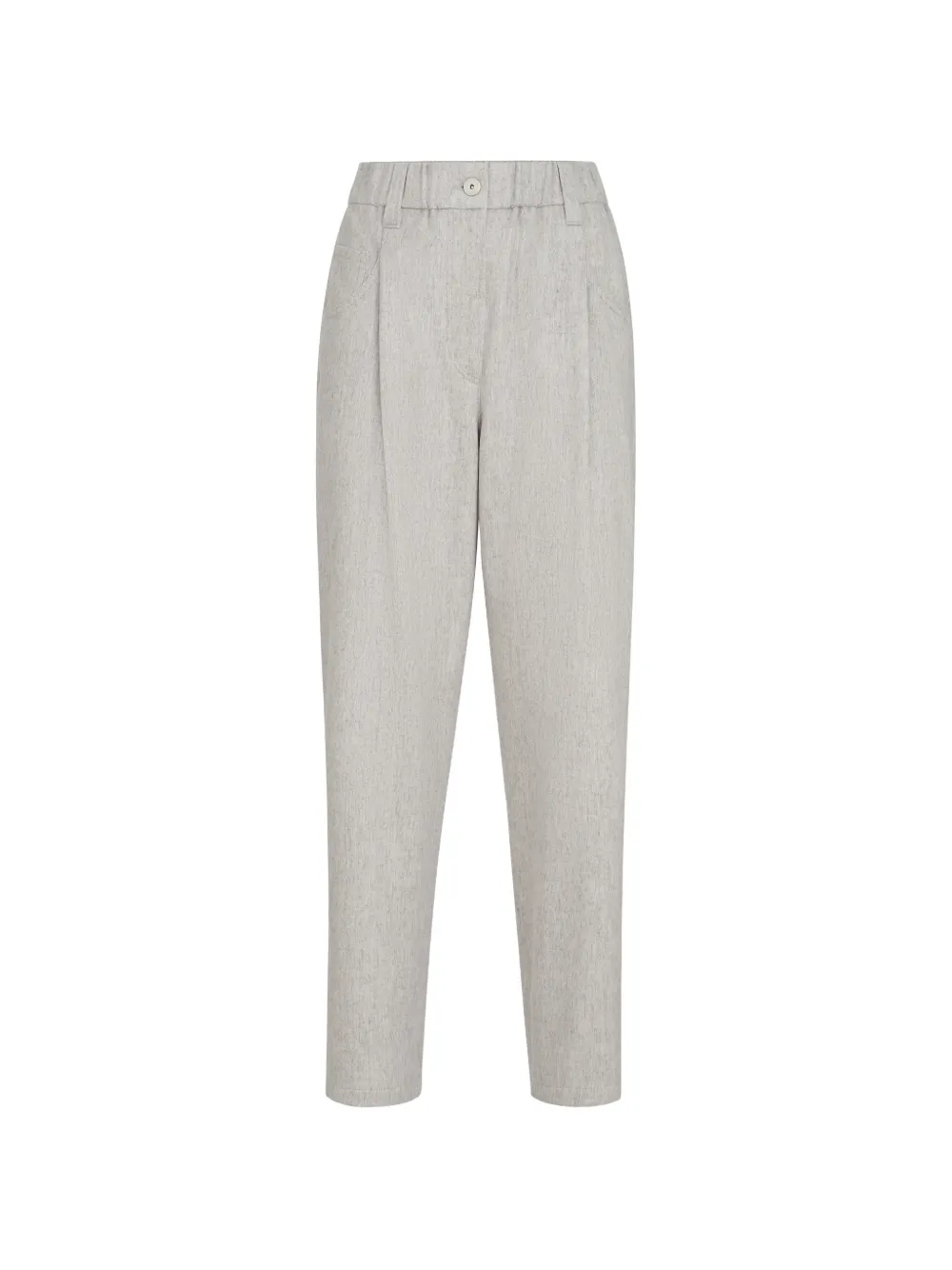 Brunello Cucinelli Pantaloni baggy in lana e flanella con motivo Monili - Grigio