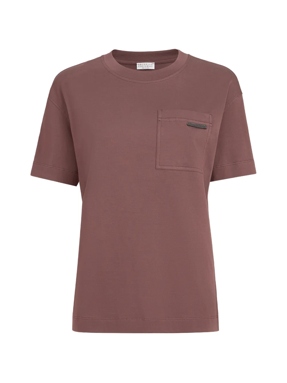 Brunello Cucinelli cotton jersey T-shirt with shiny tab - Braun