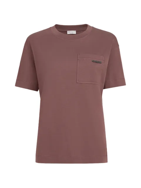 Brunello Cucinelli playera de tejido jersey con etiqueta brillante