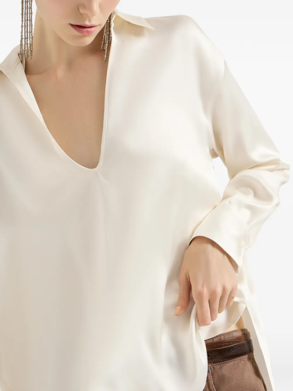 Brunello Cucinelli Satijnen blouse Beige