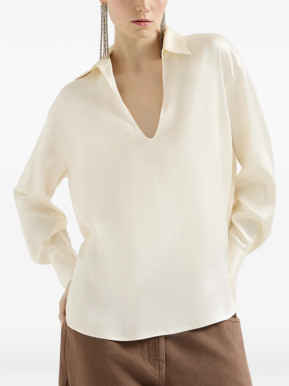 Brunello Cucinelli Satijnen blouse Beige