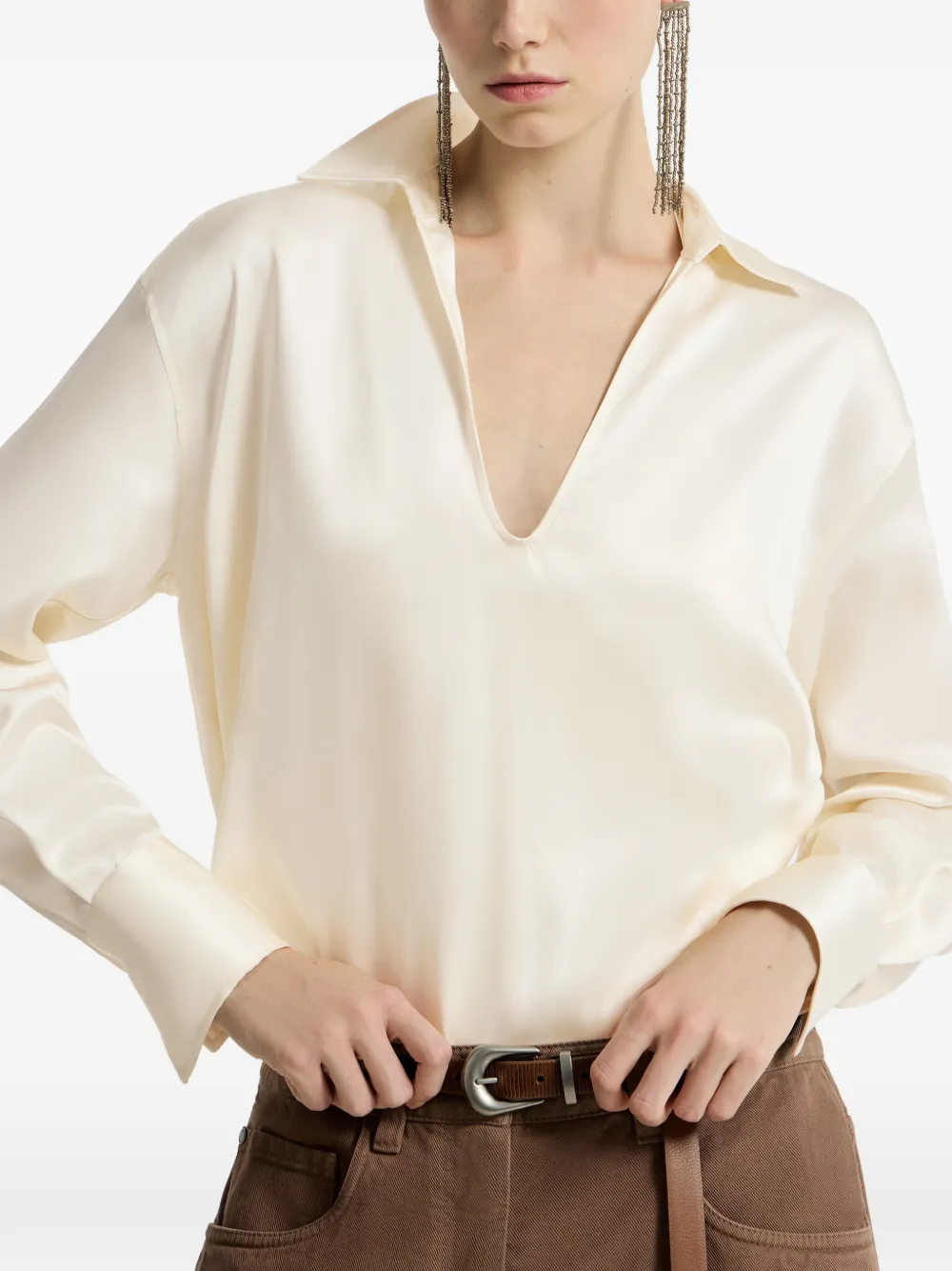 Brunello Cucinelli Satijnen blouse Beige