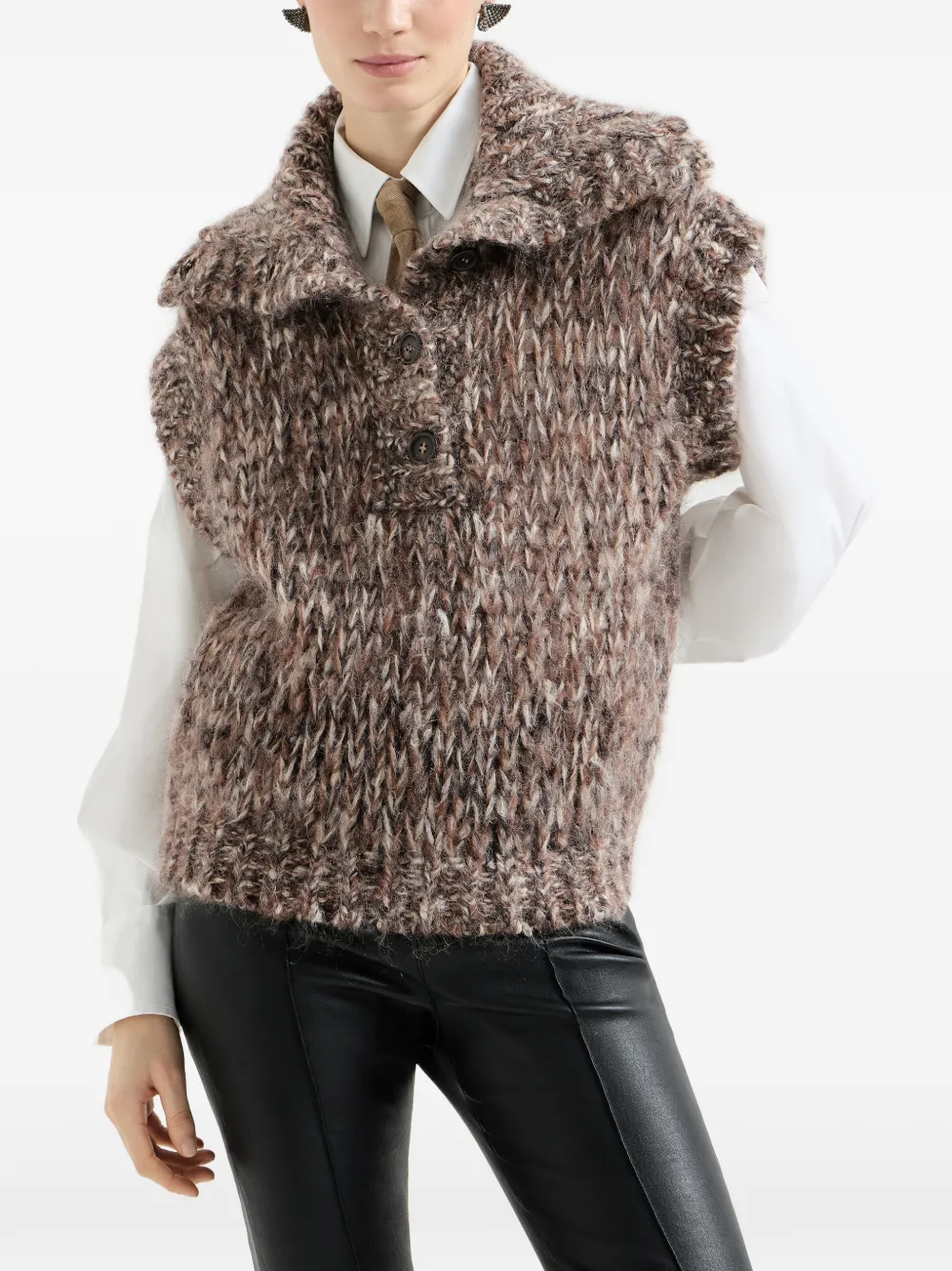 Brunello Cucinelli Malfilé mohair top Bruin