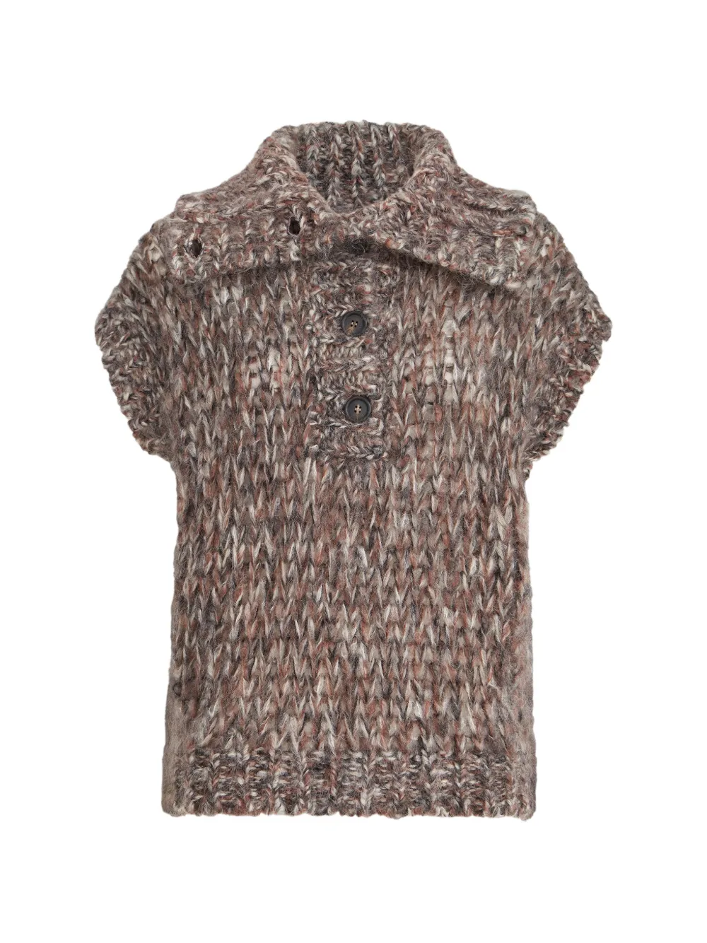 Brunello Cucinelli Gilet a collo alto in mohair Malfilé - Marrone
