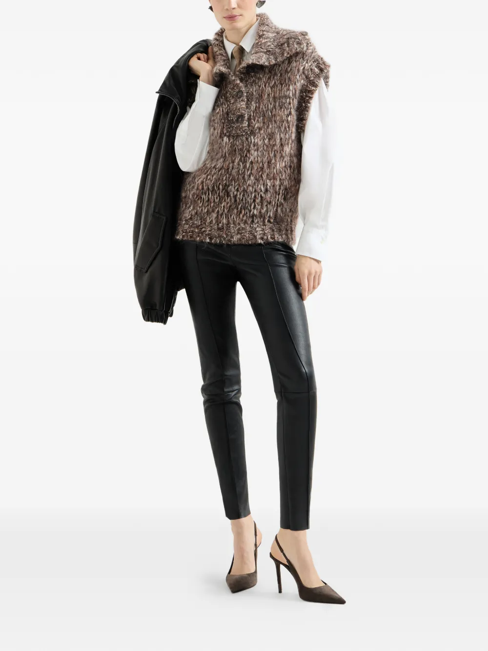 Brunello Cucinelli Malfilé mohair top Bruin