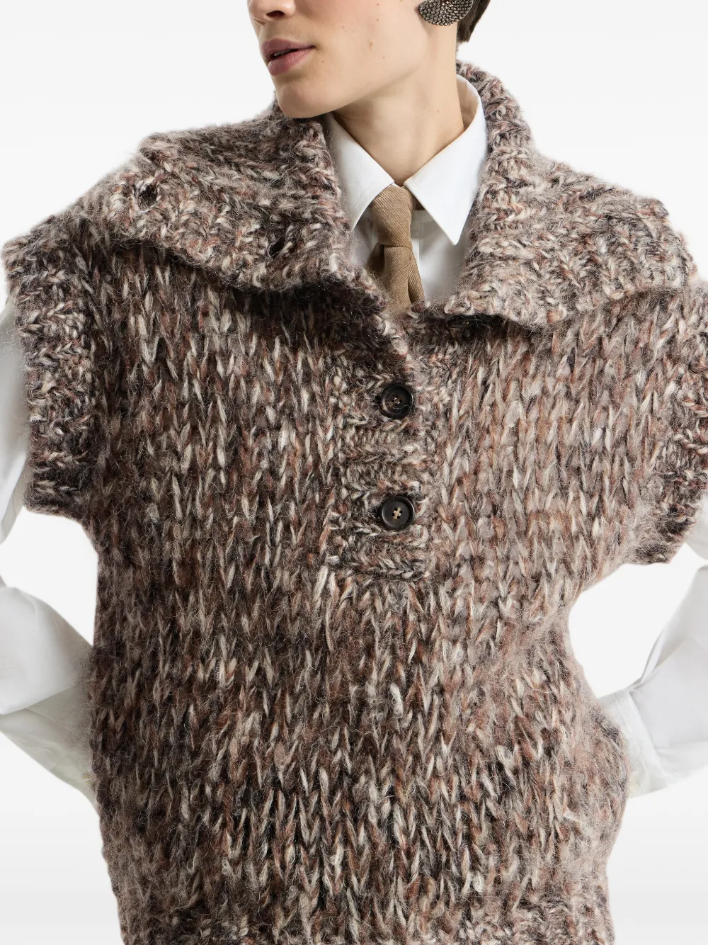 Brunello Cucinelli Malfilé mohair top Bruin