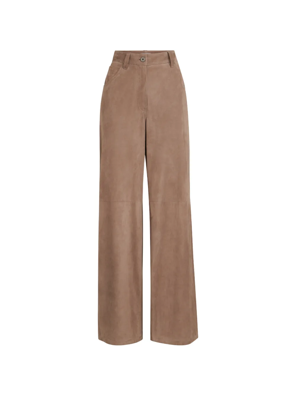 Brunello Cucinelli Pantaloni baggy in pelle scamosciata con motivo Monili - Marrone