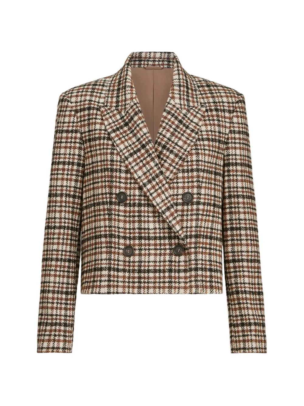 Brunello Cucinelli comfort checked wool and alpaca blazer with monili