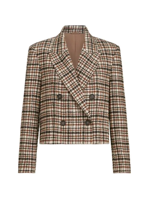 Brunello Cucinelli comfort checked wool and alpaca blazer with monili