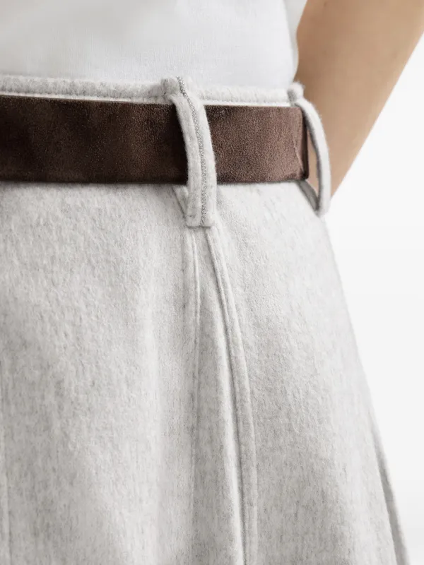 Brunello Cucinelli Flannel Flared Skirt | Grey | FARFETCH