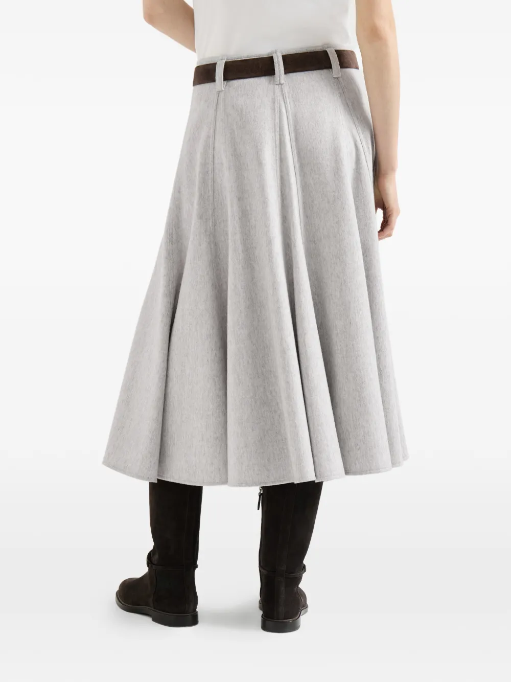 Brunello Cucinelli Flanellen flared rok Grijs