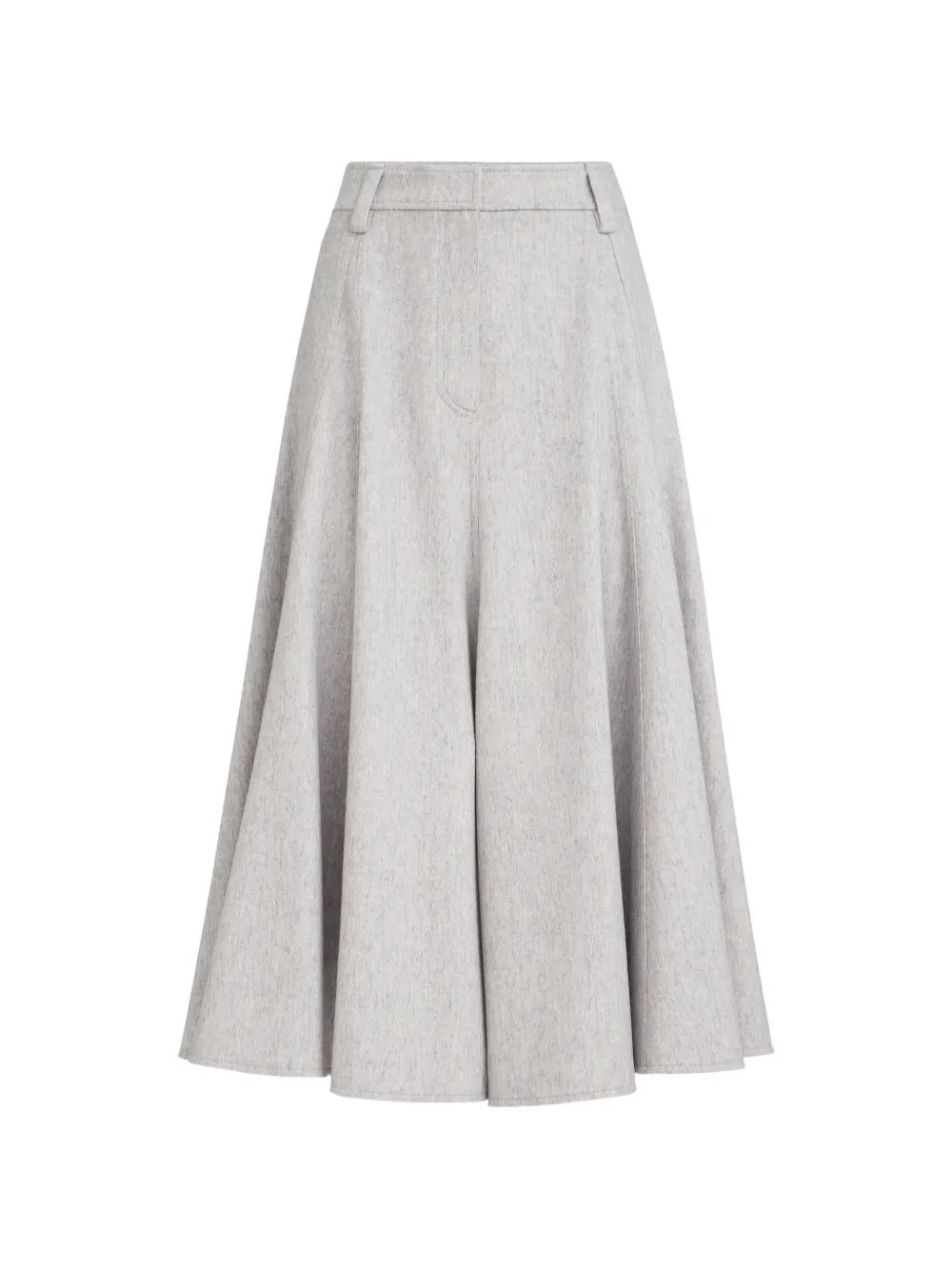 Brunello Cucinelli wool-flannel flared skirt with monili - Grigio