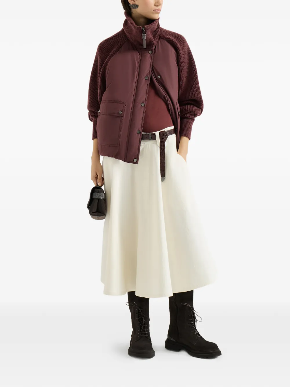 Brunello Cucinelli Stretch katoenen geribbelde jersey top met monili-verfraaiing Rood