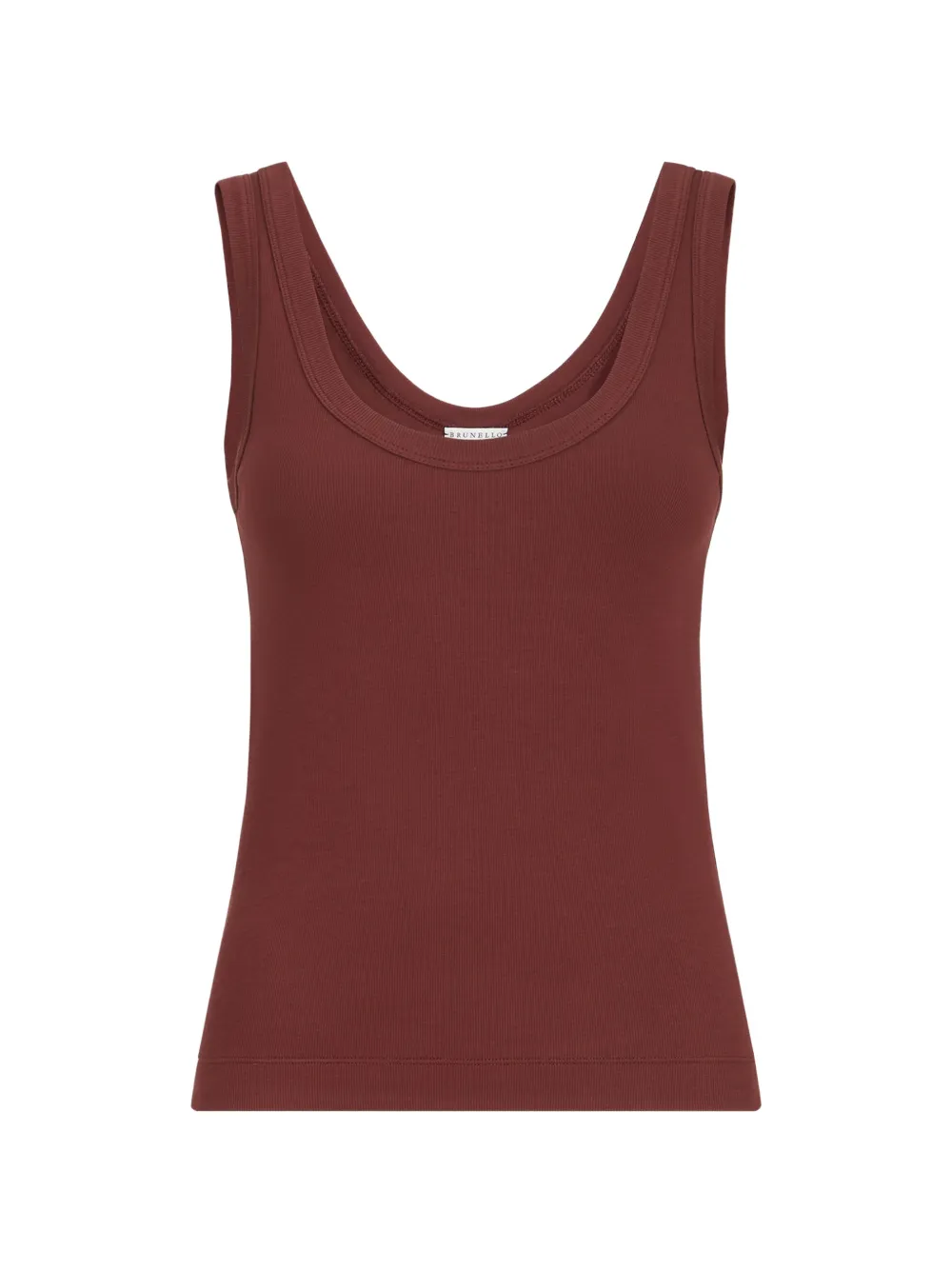 Brunello Cucinelli stretch-cotton ribbed jersey top with monili - Rosso